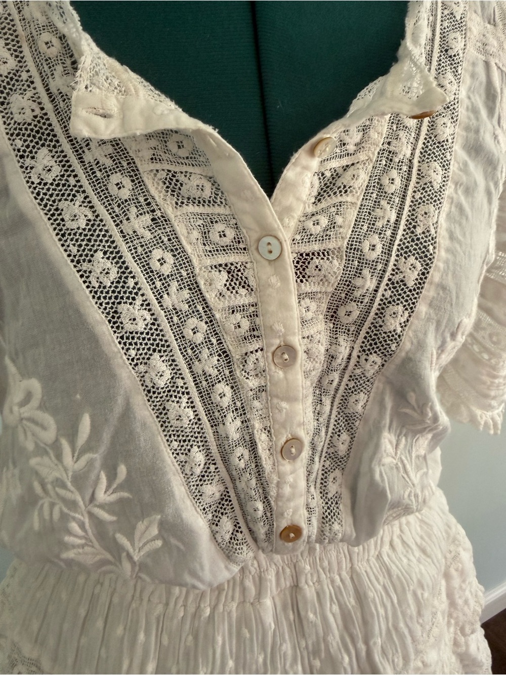 Loveshackfancy Quincy Dress White Ruffle Lace Mini Size Small - Picture 8 of 10